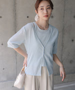 フェイクレイヤードカーディガントップス