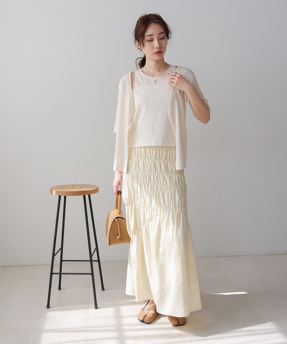 フェイクレイヤードカーディガントップス