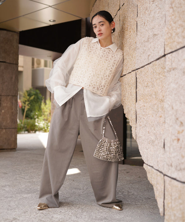 【S・Mサイズ展開】フロントタックワイドパンツ