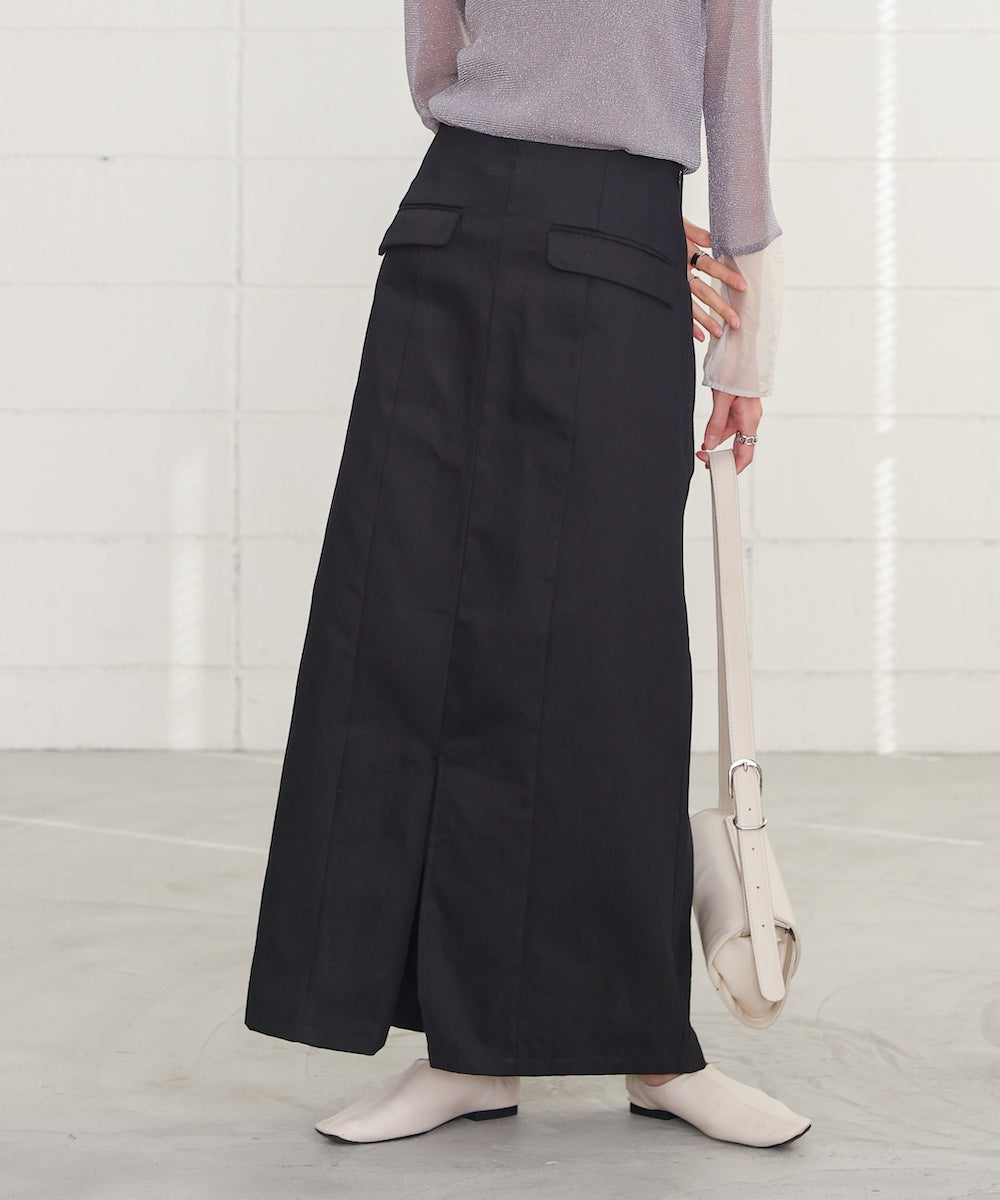 I-line slit denim skirt