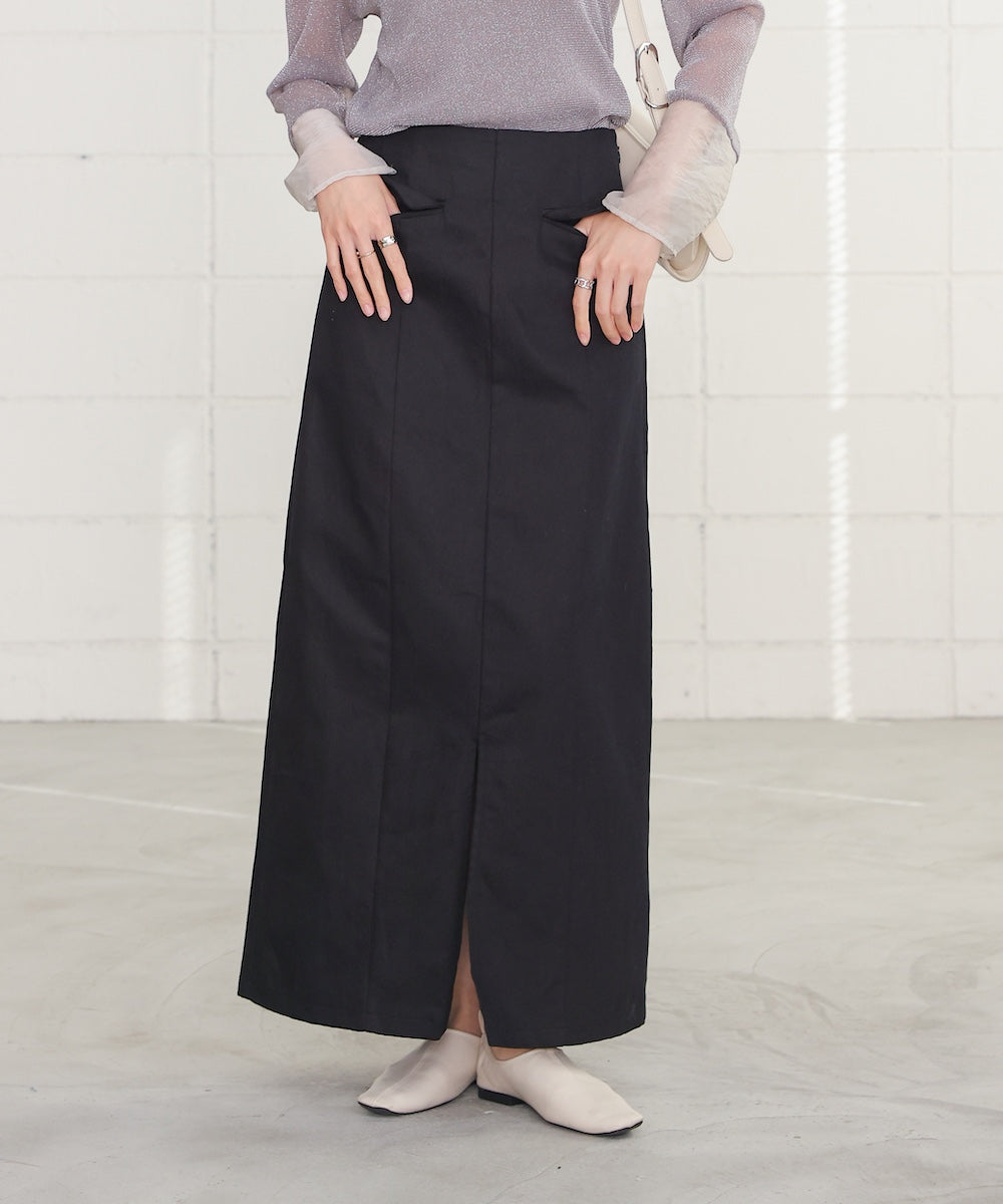 I-line slit denim skirt