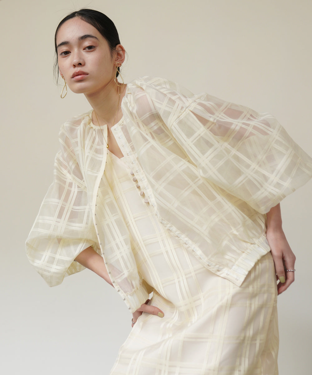 シアーチェックブルゾン