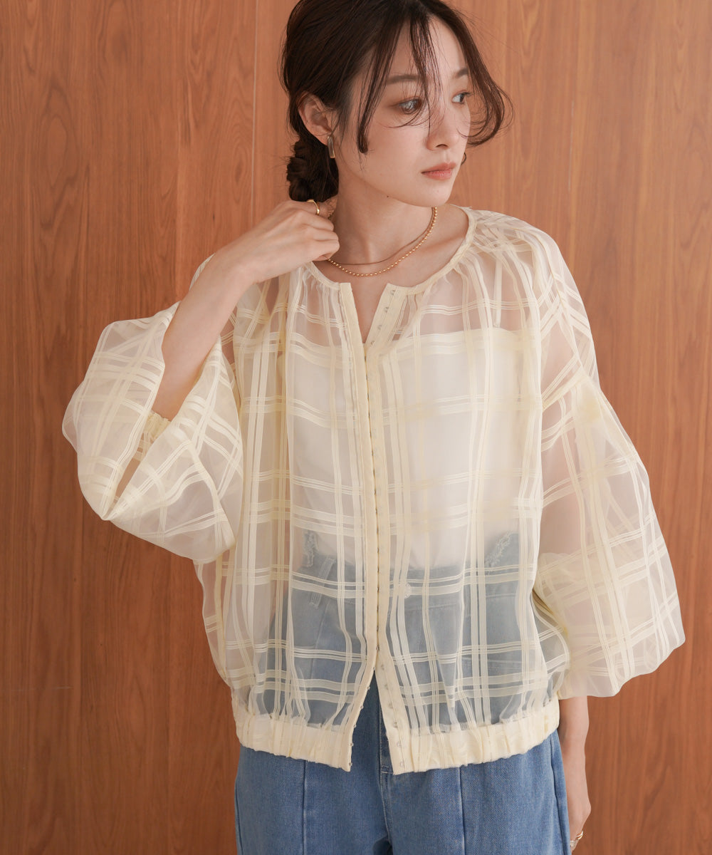 シアーチェックブルゾン