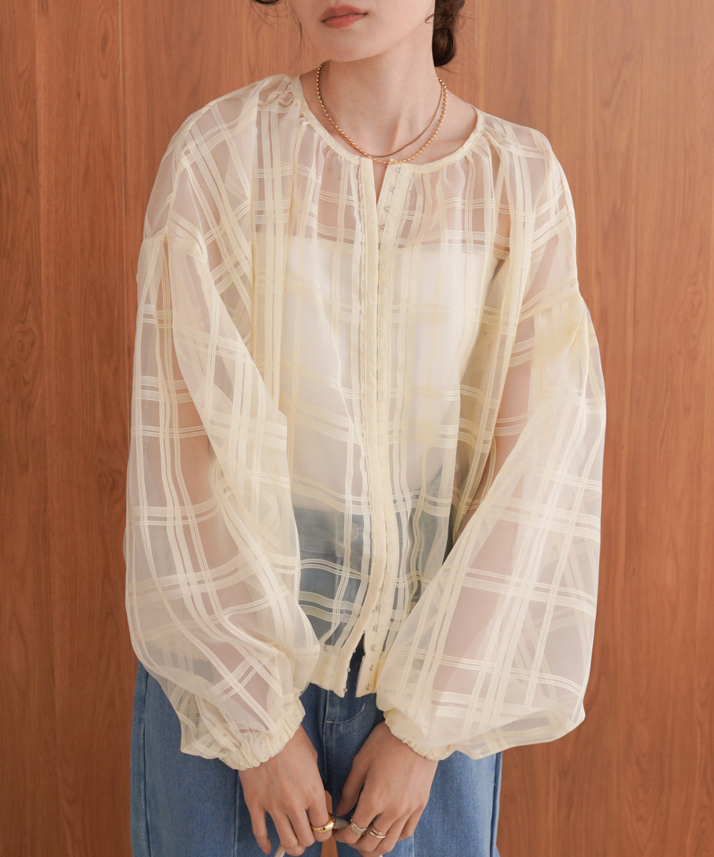 シアーチェックブルゾン