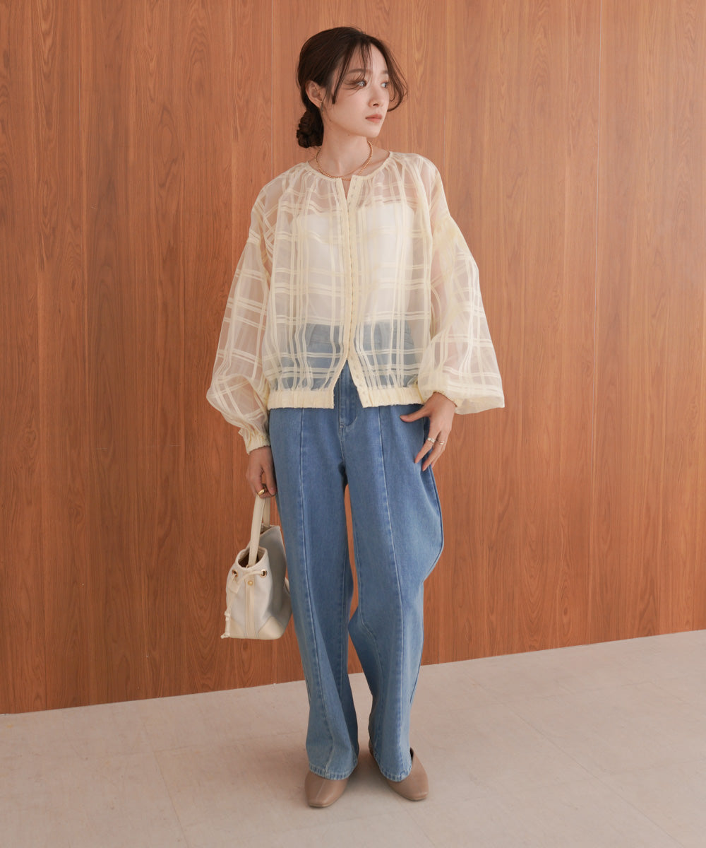 シアーチェックブルゾン