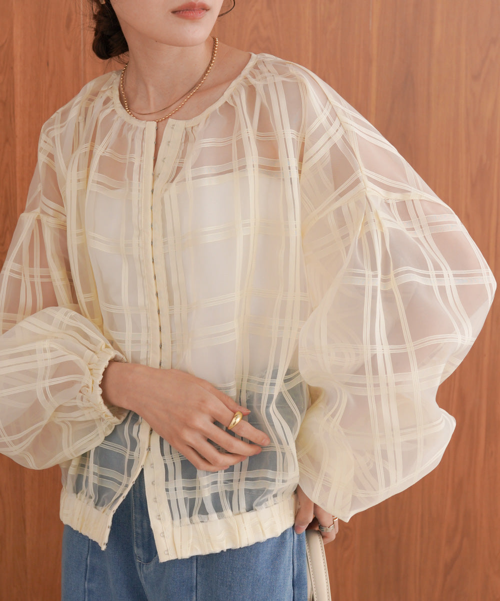 シアーチェックブルゾン