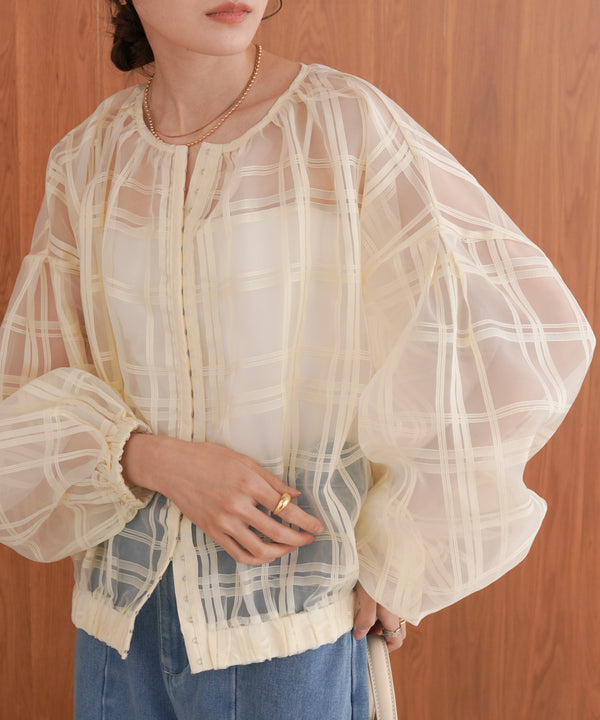 シアーチェックブルゾン