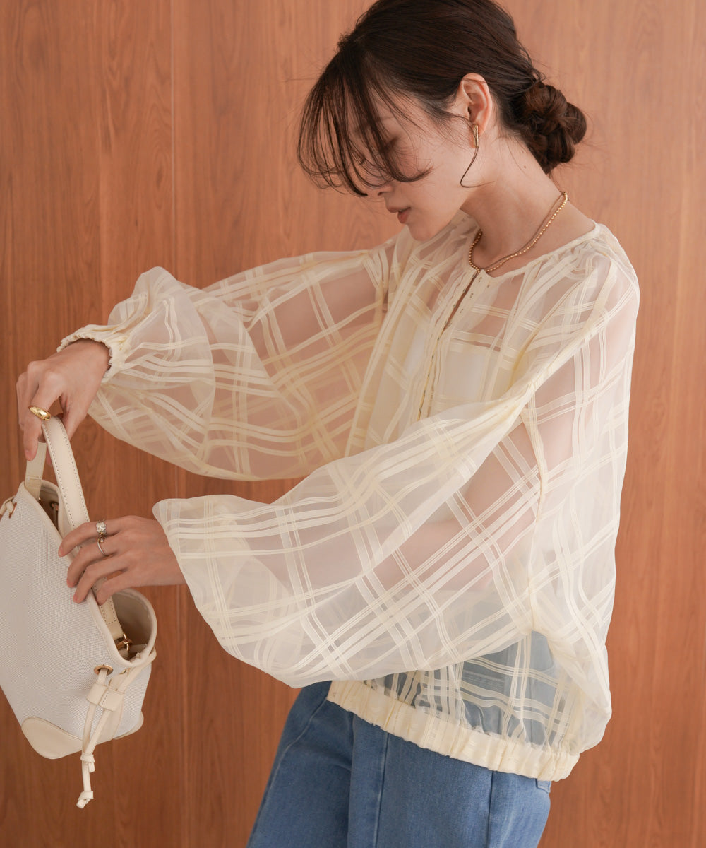 シアーチェックブルゾン