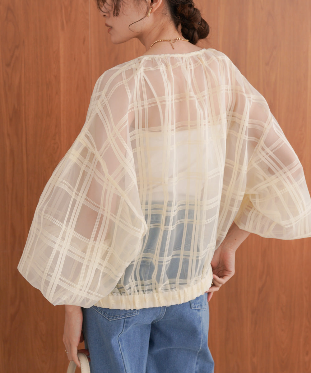 シアーチェックブルゾン