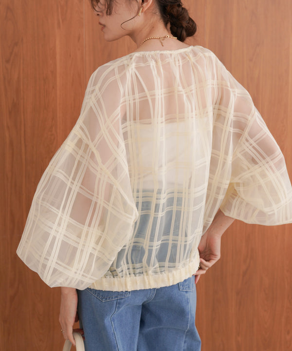 シアーチェックブルゾン