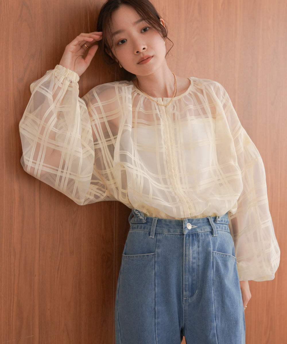 シアーチェックブルゾン