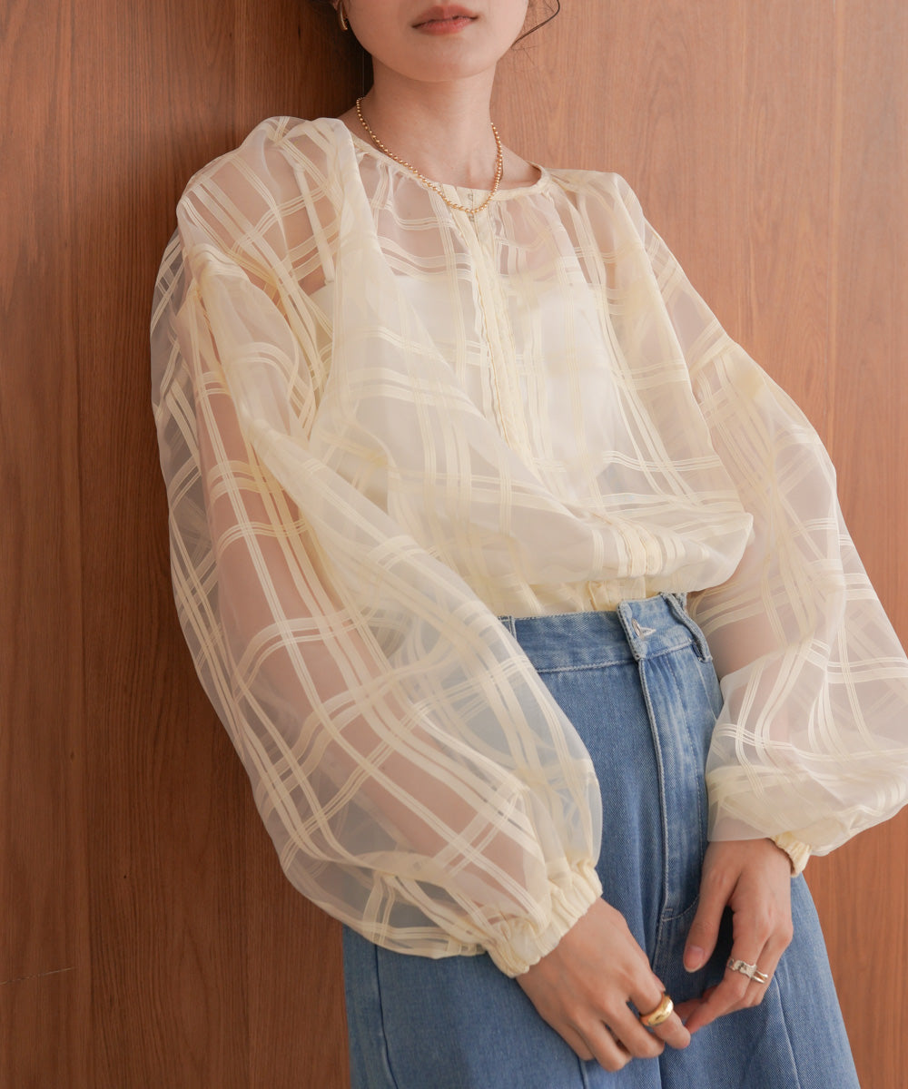 シアーチェックブルゾン