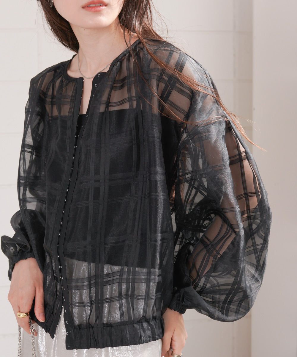 シアーチェックブルゾン