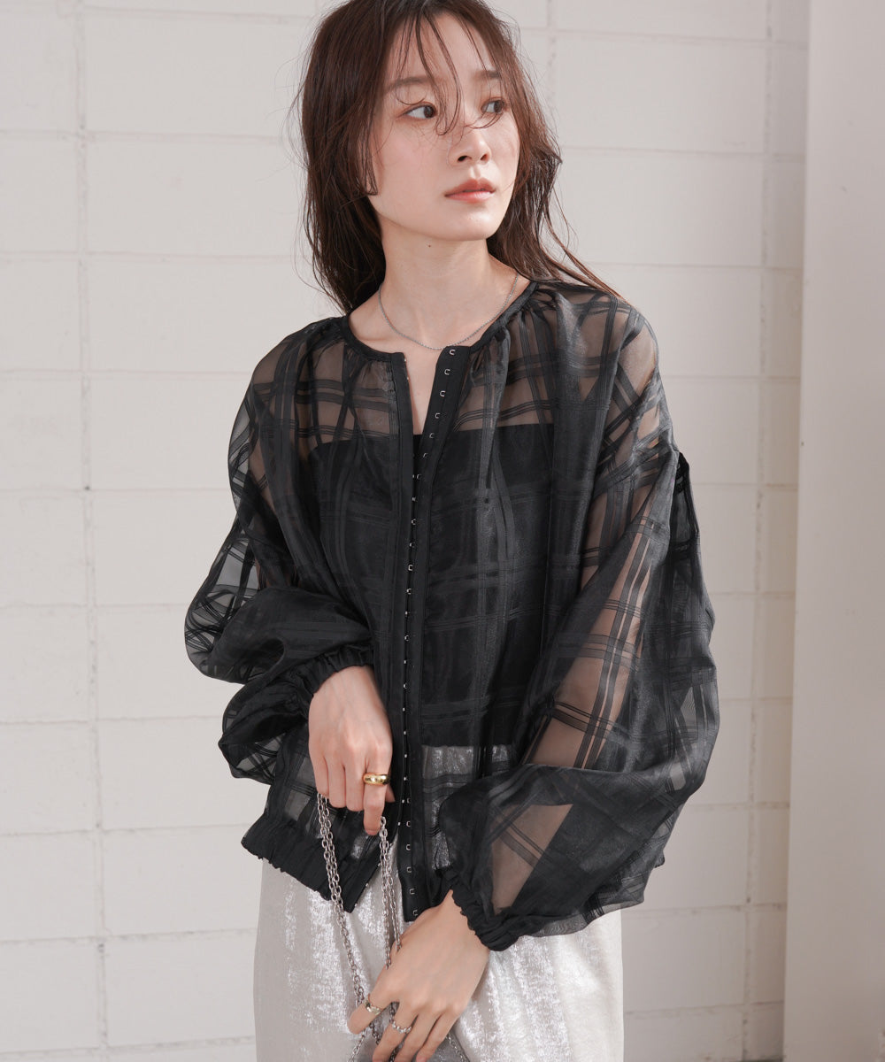 シアーチェックブルゾン