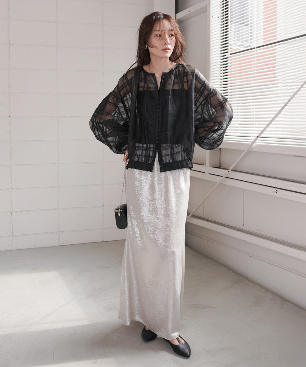 シアーチェックブルゾン