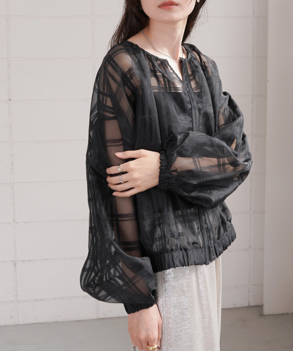 シアーチェックブルゾン