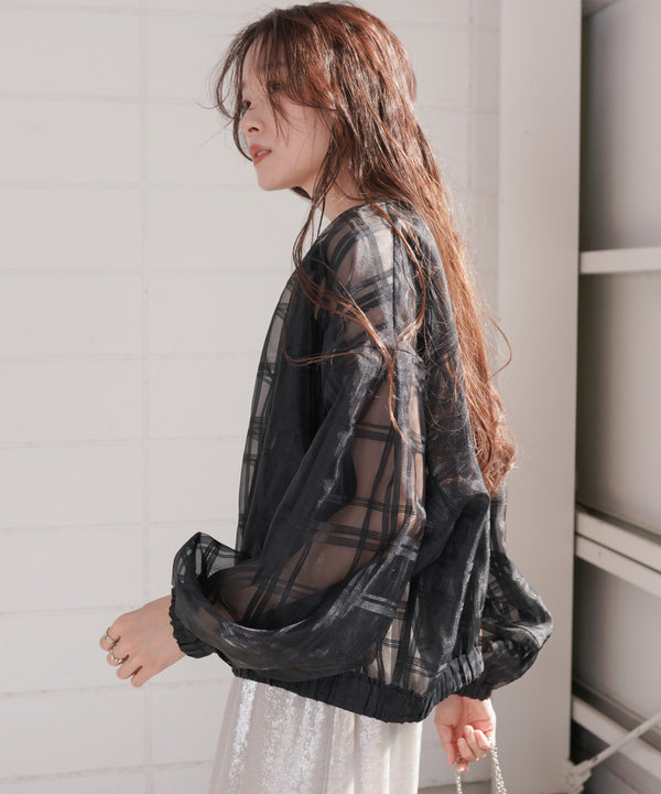シアーチェックブルゾン