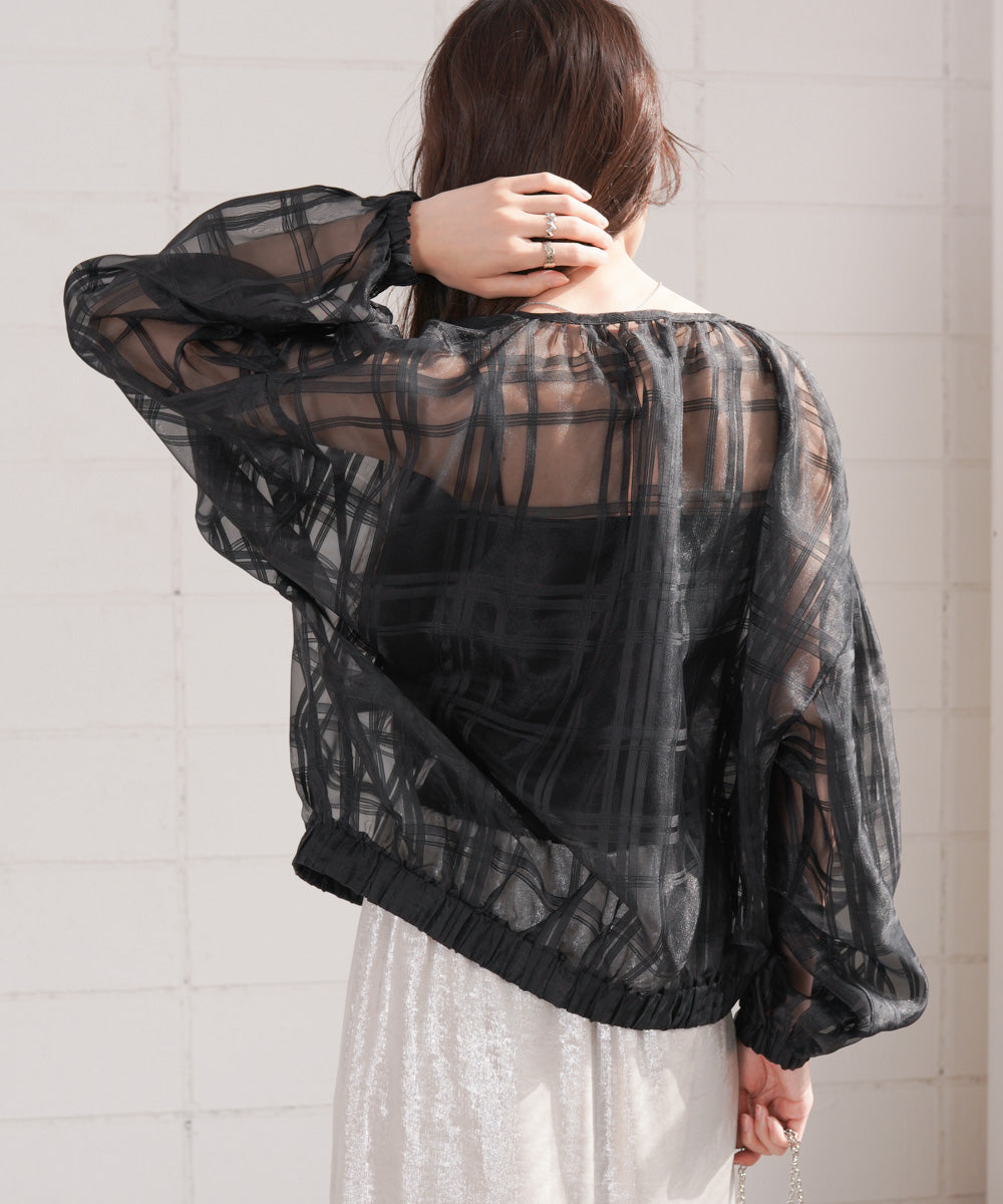 シアーチェックブルゾン