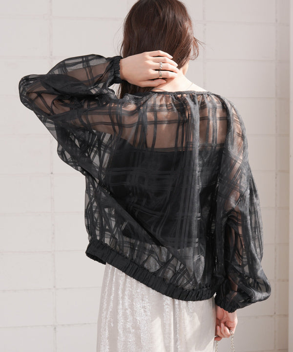 シアーチェックブルゾン