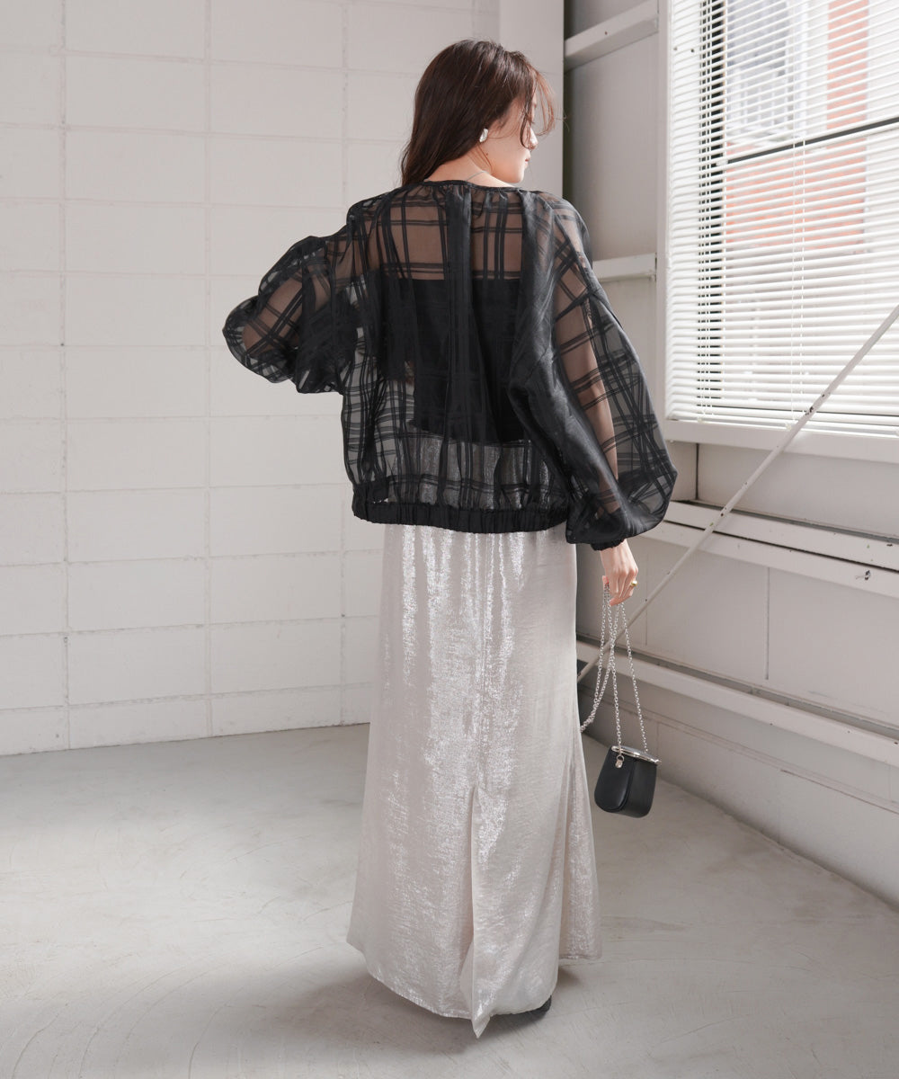 シアーチェックブルゾン