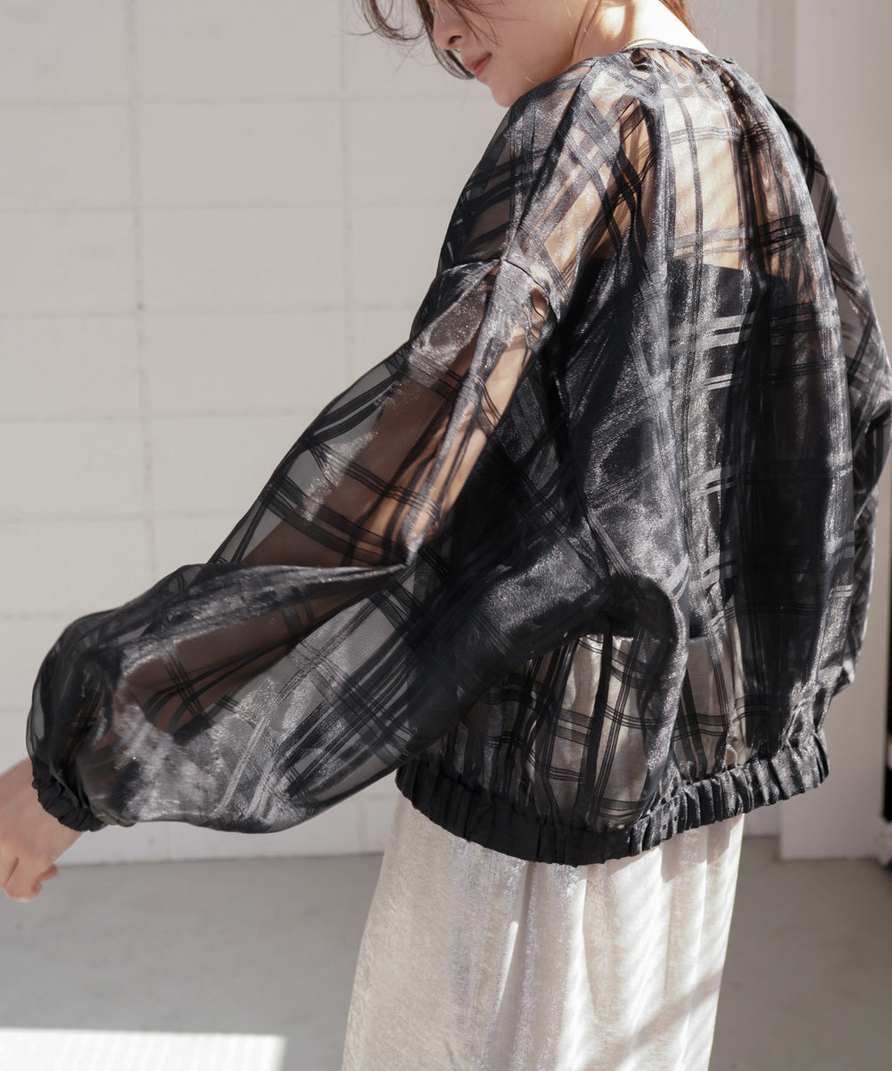 シアーチェックブルゾン