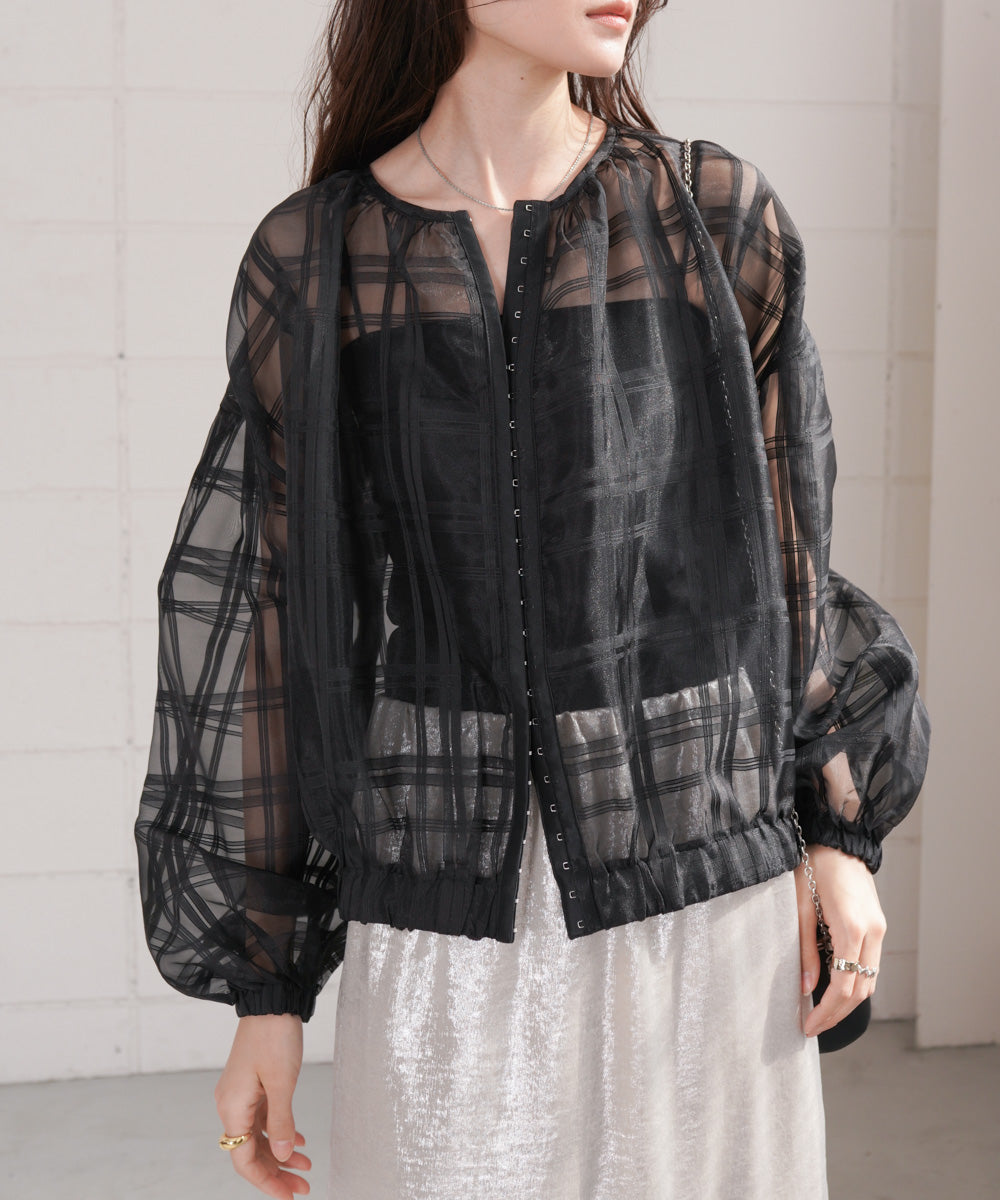 シアーチェックブルゾン