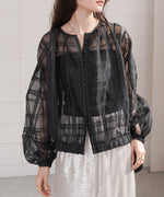 シアーチェックブルゾン