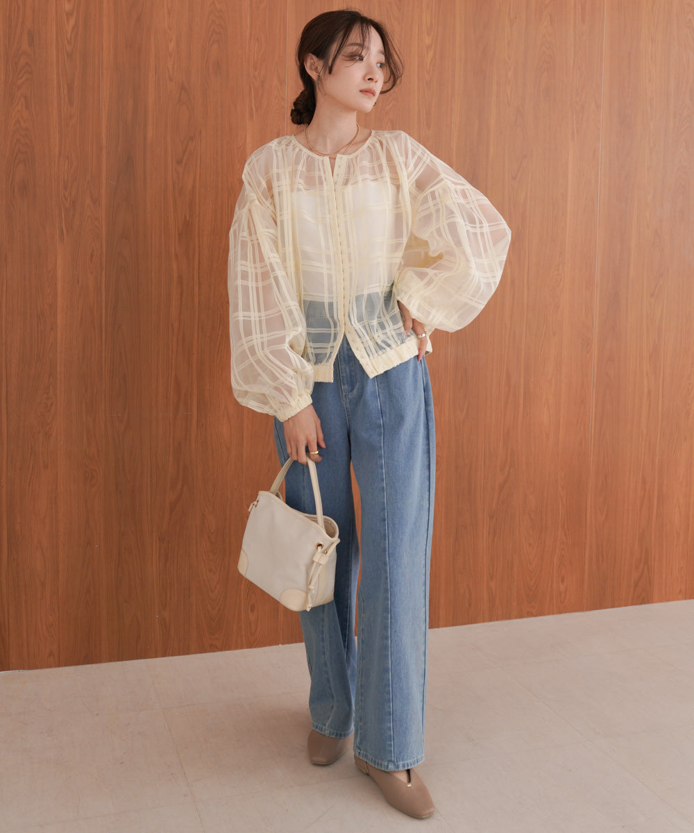 シアーチェックブルゾン