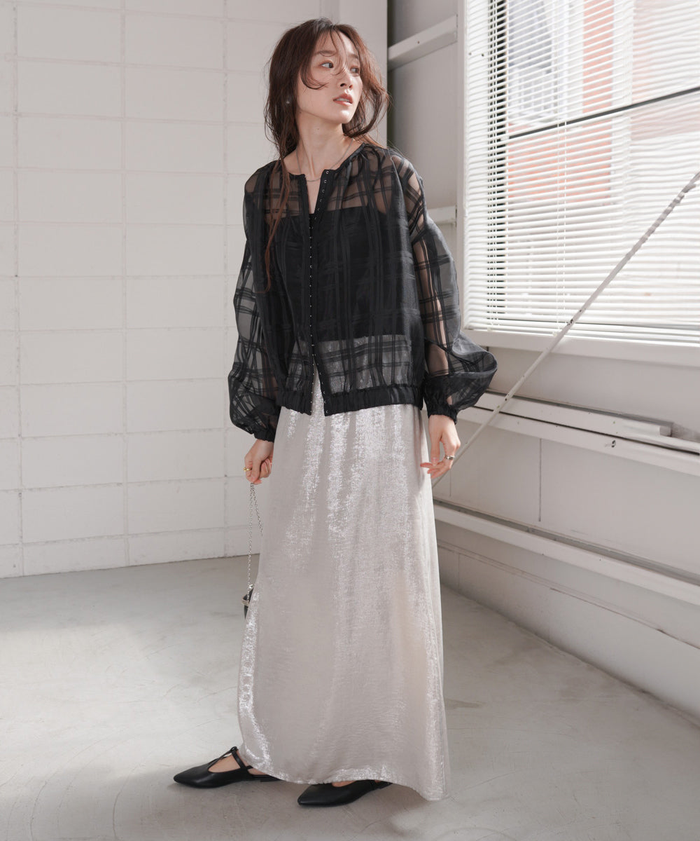 シアーチェックブルゾン