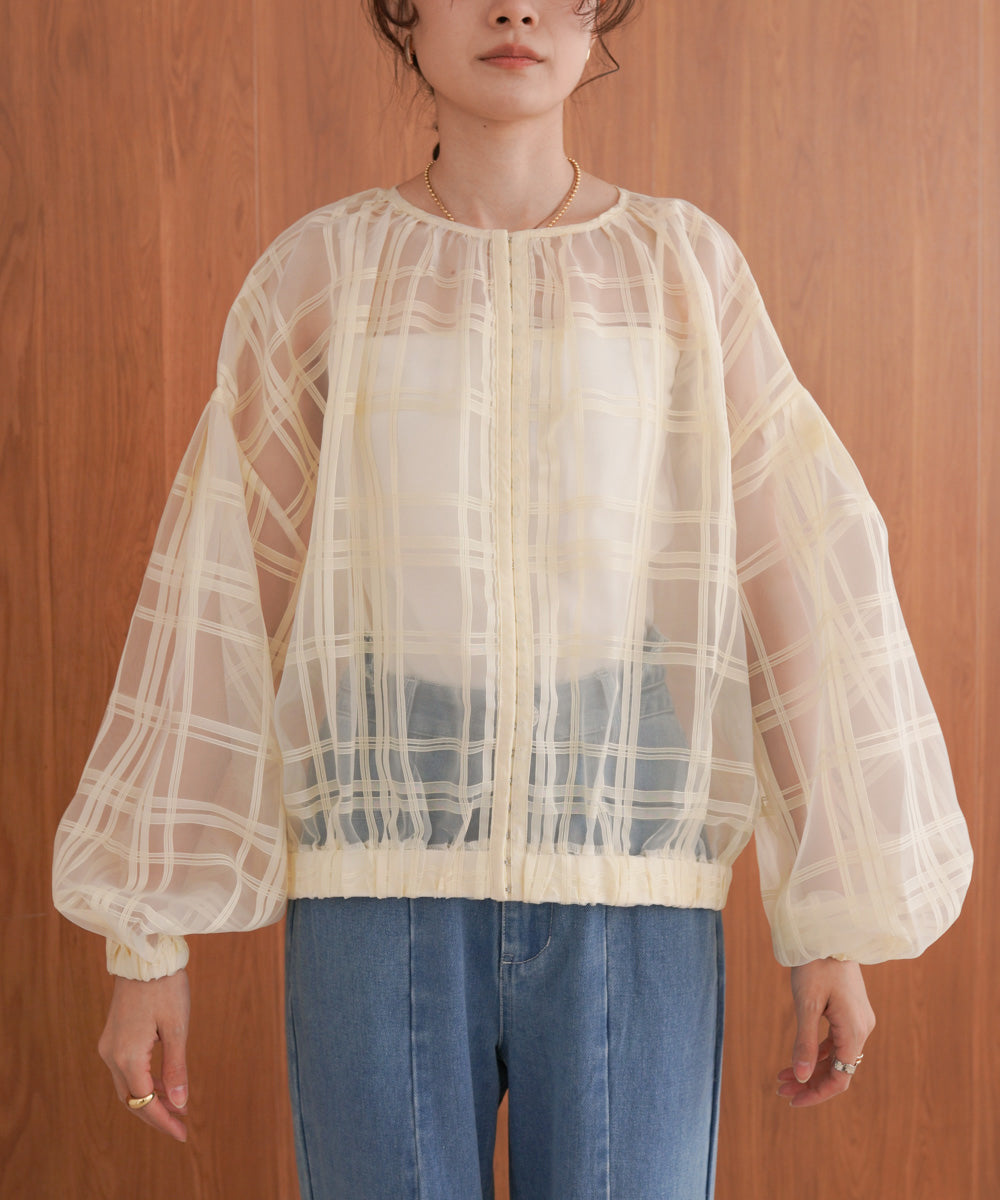 シアーチェックブルゾン