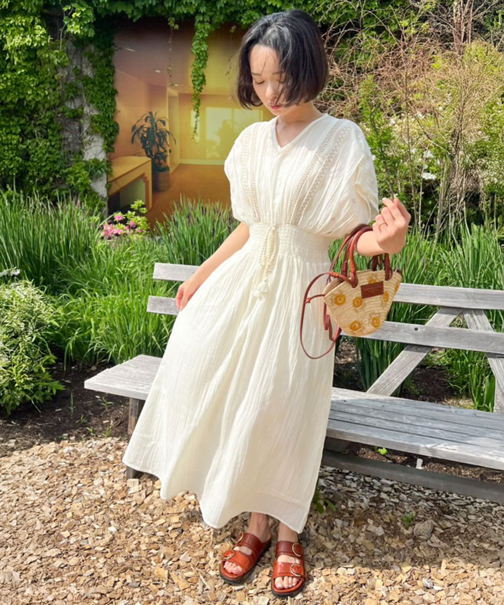 【S・Mサイズ展開】フロント刺繍ウエストシャーリングワンピース