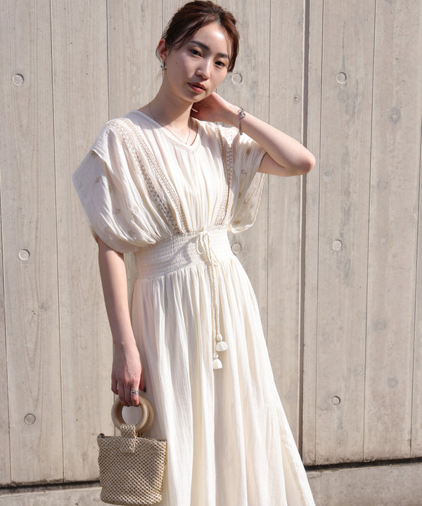 【S・Mサイズ展開】フロント刺繍ウエストシャーリングワンピース