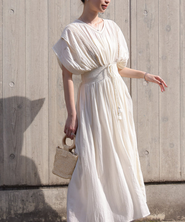 【S・Mサイズ展開】フロント刺繍ウエストシャーリングワンピース