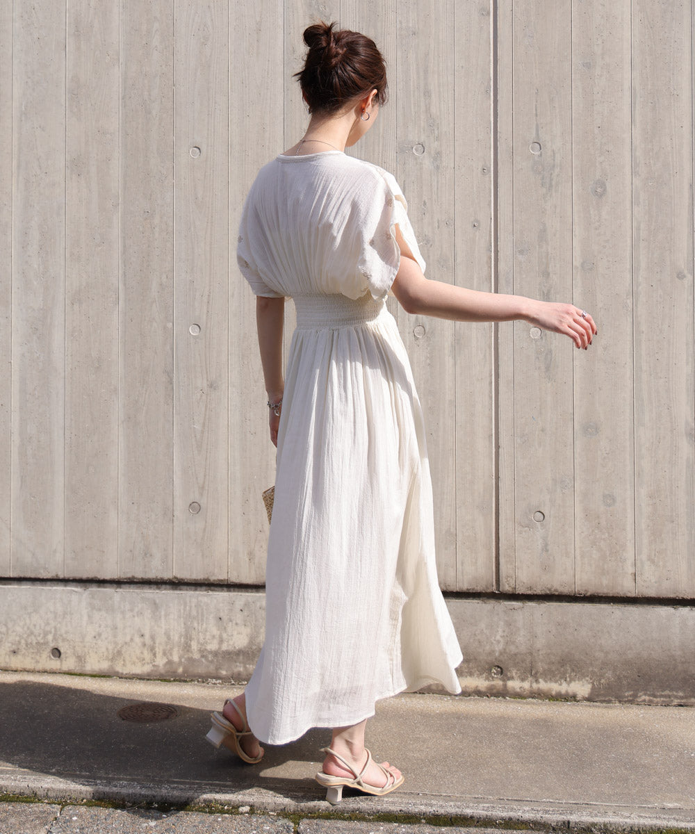 【S・Mサイズ展開】フロント刺繍ウエストシャーリングワンピース