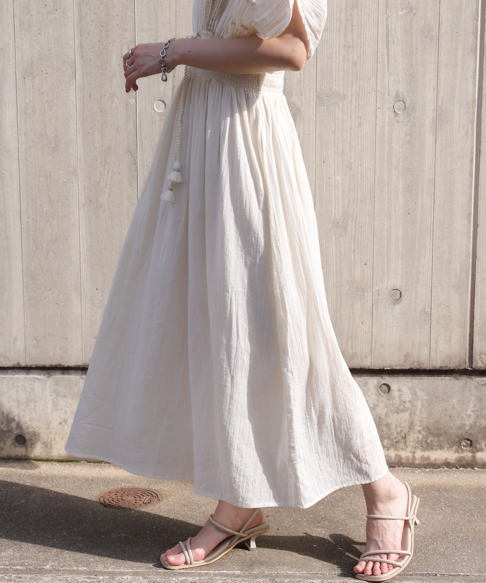 【S・Mサイズ展開】フロント刺繍ウエストシャーリングワンピース