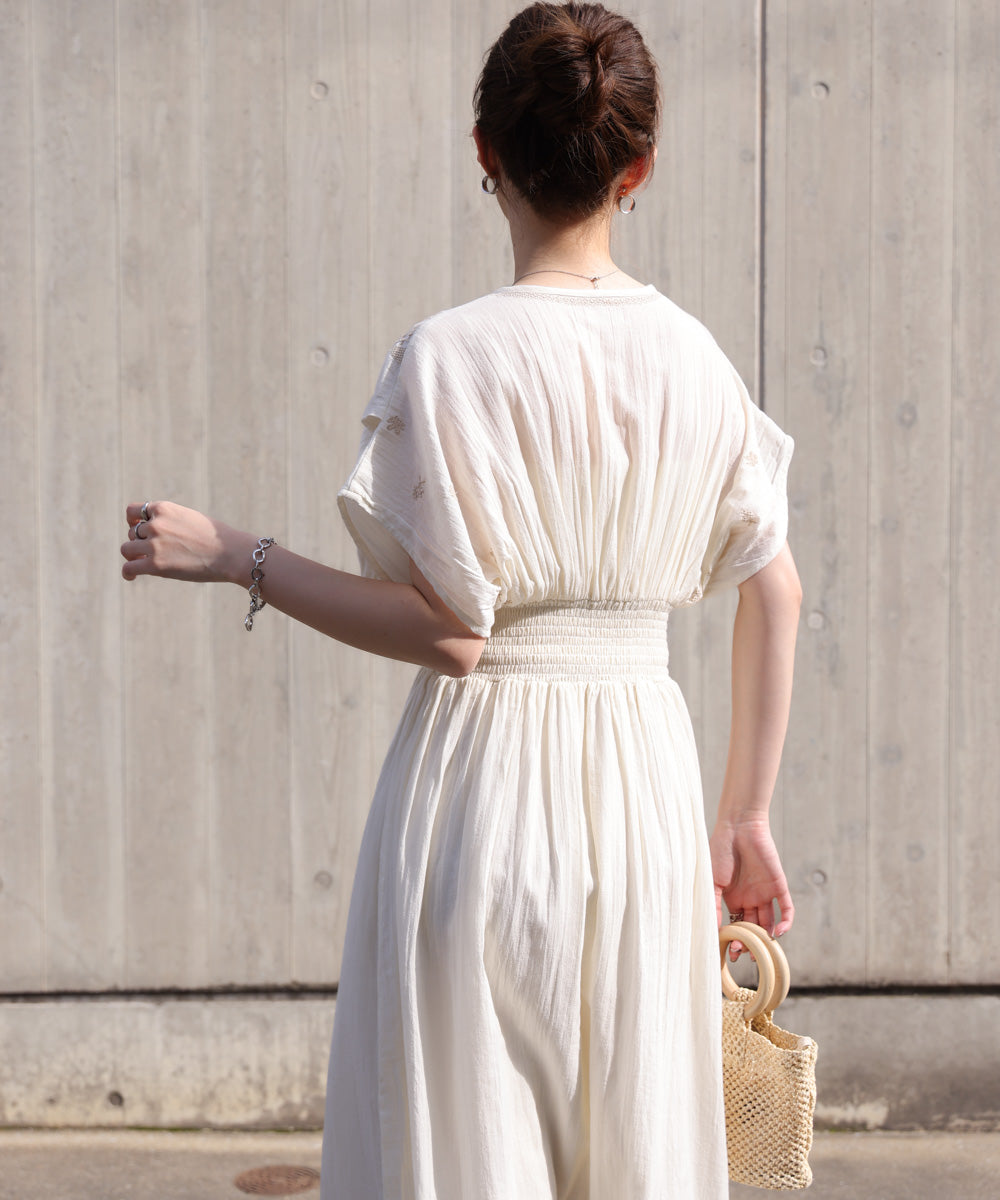 【S・Mサイズ展開】フロント刺繍ウエストシャーリングワンピース