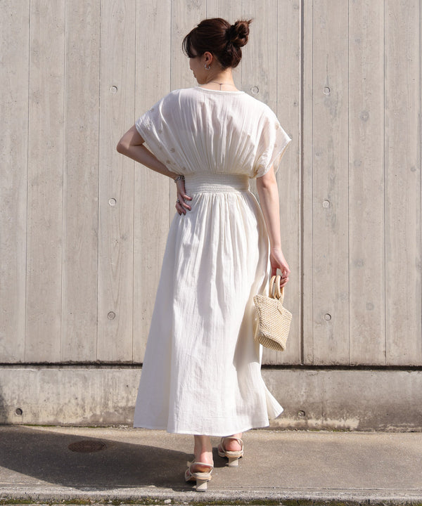 【S・Mサイズ展開】フロント刺繍ウエストシャーリングワンピース