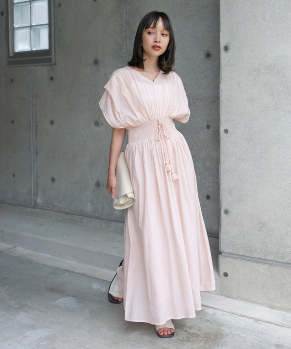 フロント刺繍ウエストシャーリングワンピース