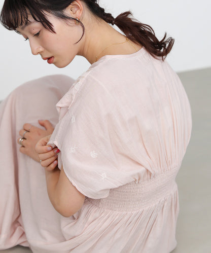 フロント刺繍ウエストシャーリングワンピース