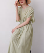 【S・Mサイズ展開】フロント刺繍ウエストシャーリングワンピース