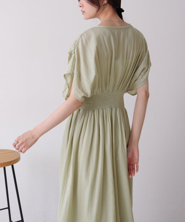 【S・Mサイズ展開】フロント刺繍ウエストシャーリングワンピース