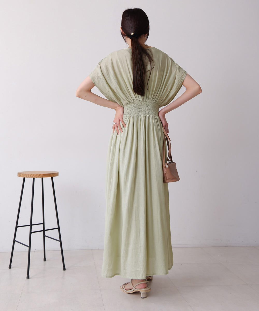 【S・Mサイズ展開】フロント刺繍ウエストシャーリングワンピース