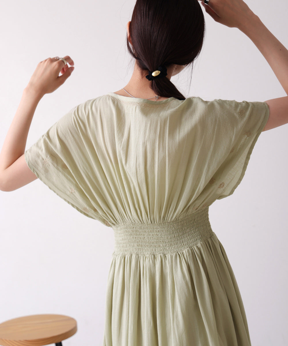 【S・Mサイズ展開】フロント刺繍ウエストシャーリングワンピース