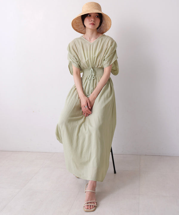 【S・Mサイズ展開】フロント刺繍ウエストシャーリングワンピース