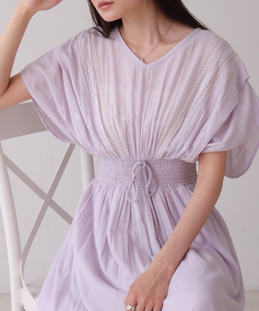 【S・Mサイズ展開】フロント刺繍ウエストシャーリングワンピース