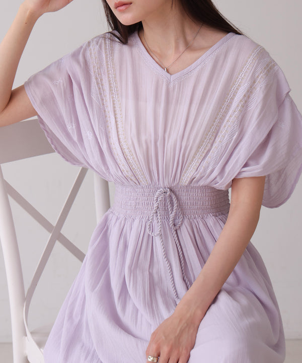 【S・Mサイズ展開】フロント刺繍ウエストシャーリングワンピース