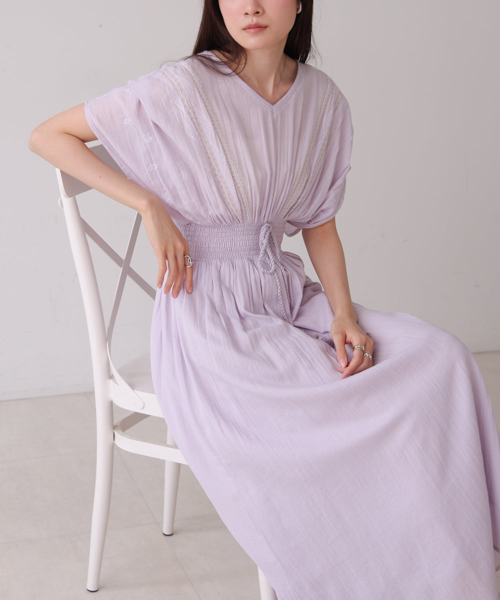 フロント刺繍ウエストシャーリングワンピース