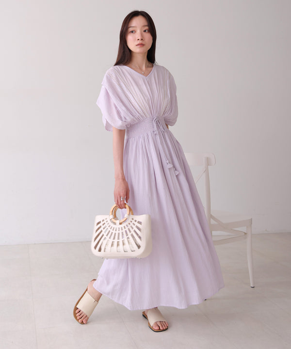 【S・Mサイズ展開】フロント刺繍ウエストシャーリングワンピース