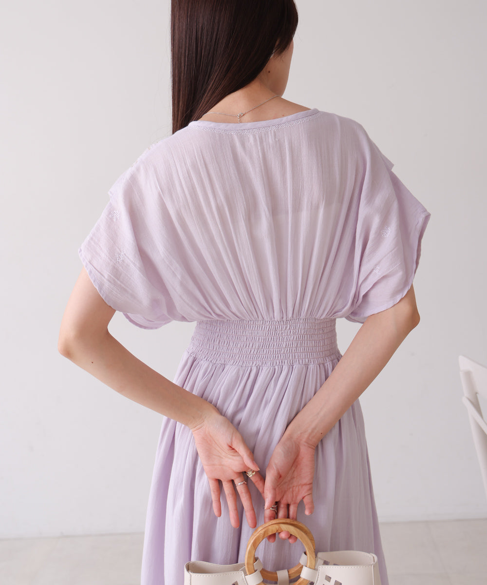 【S・Mサイズ展開】フロント刺繍ウエストシャーリングワンピース