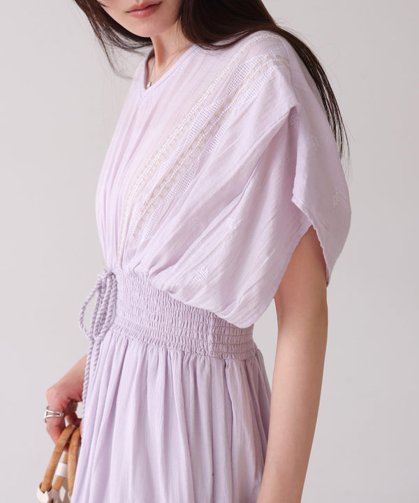 【S・Mサイズ展開】フロント刺繍ウエストシャーリングワンピース